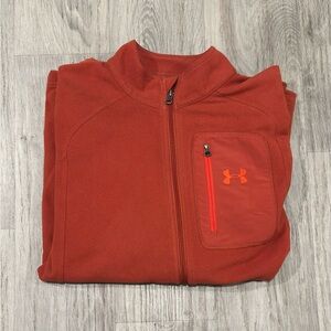 Under Armour Fleece Cold Gear Warm Zip Up Dark Orange Sz Large